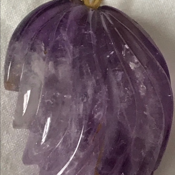 Large Natural Semi-precious AMETHYST Pendant LEAF. - Picture 2 of 5